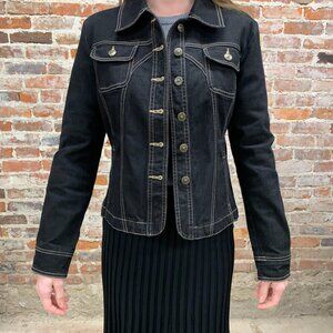 Kikit Jeans Black Jean Jacket With Gold Detailing